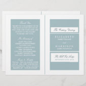 Duck Egg Blue Modern Wedding Bi-fold Programm (Vorne/Hinten)