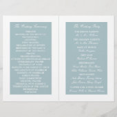 Duck Egg Blue Modern Wedding Bi-fold Programm (Rückseite)