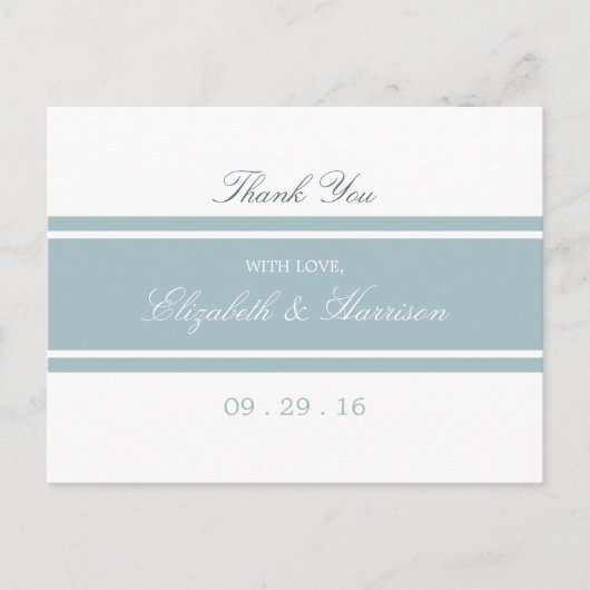 Duck Egg Blue Modern Wedding Danke Postkarte (Vorderseite)