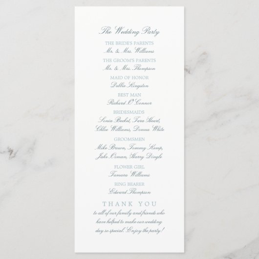 Duck Egg Blue Modern Wedding Programm (Rückseite)