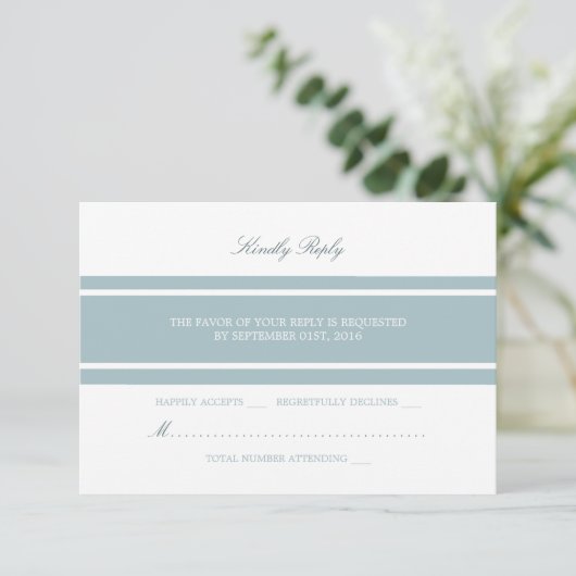 Duck Egg Blue Modern Wedding RSVP (Stehend Vorderseite)