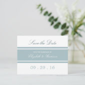 Duck Egg Blue Modern Wedding Save The Date Ankündigungspostkarte (Stehend Vorderseite)