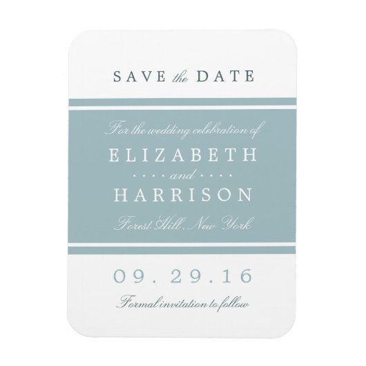 Duck Egg Blue Modern Wedding Save The Date Magnet (Vertikal)