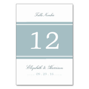 Duck Egg Blue Modern Wedding Table No. Tischnummer