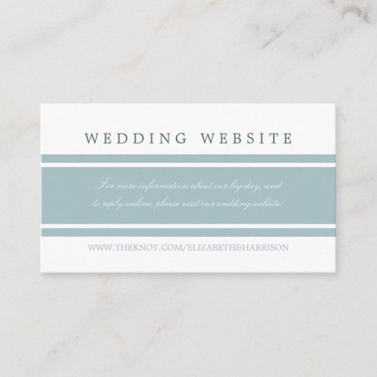 Duck Egg Blue Modern Wedding Website Begleitkarte (Vorderseite)