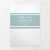 Duck Egg Blue, moderne Baby Dusche Suite Dreifach Gefaltete Einladung (Cover)