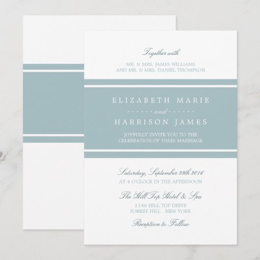 Duck Egg Blue Moderne Hochzeit Einladung (Vorne/Hinten)