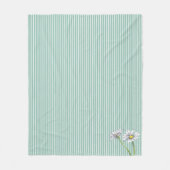 Duck Egg Blue Striped Floral Watercolor Daisy Fleecedecke (Vorderseite)