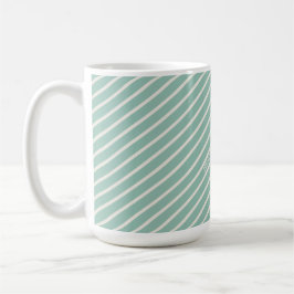 Duck Egg Blue Striped Named Watercolor Daisy Kaffeetasse