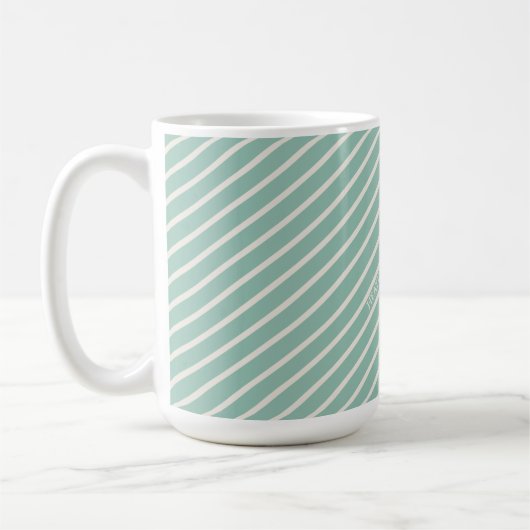 Duck Egg Blue Striped Named Watercolor Daisy Kaffeetasse (Links)