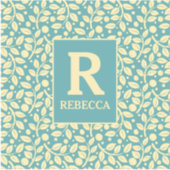 Duck Egg Blue und Cream Leaf Muster Gepäckraum Aufkleber (Vorderseite)