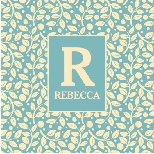 Duck Egg Blue und Cream Leaf Muster Gepäckraum Aufkleber (Vorderseite)