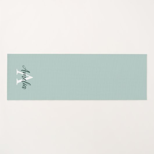 Duck Egg Green Monogram Script Yoga Mat Yogamatte (Vorderseite (Horizontal))