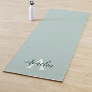Duck Egg Green Monogram Script Yoga Mat Yogamatte