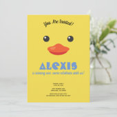 Duck Face Birthday Party Foto Einladung (Stehend Vorderseite)