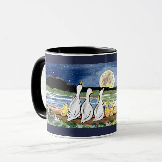 Duck Family Ducklings beobachten Moon Designer Tas Tasse (Vorderseite Links)
