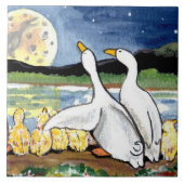 Duck Family Ducklings Watch Moon 6" Tile Trivet Fliese (Vorderseite)