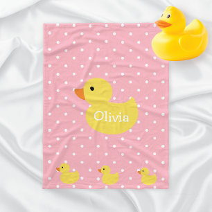 Duck Family Polka Dots Monogram Baby Fleecedecke