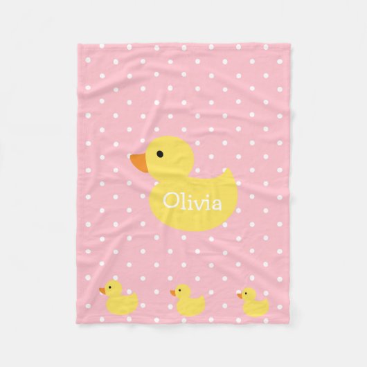 Duck Family Polka Dots Monogram Baby Fleecedecke (Vorderseite)