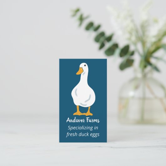 Duck Farm White Duck Navy Blue Visitenkarte (Stehend Vorderseite)