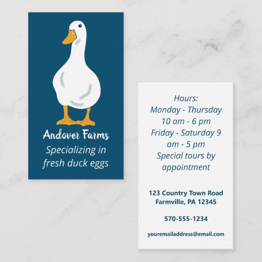 Duck Farm White Duck Navy Blue Visitenkarte (Vorne/Hinten)