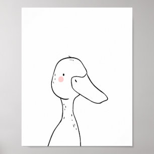 Duck Farmyard Animal Kinderzimmer Wall Art Monochr Poster