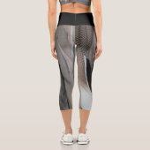 Duck Feather Foto Moderne Schwarze Graue Natur Capri Leggings (Rückseite)