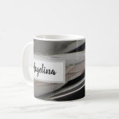 Duck Feather Foto Moderne Schwarze Graue Natur Kaffeetasse (Vorderseite Links)
