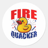 Duck Firequacker Patriotic Funny Independence 4. Runder Aufkleber (Vorderseite)