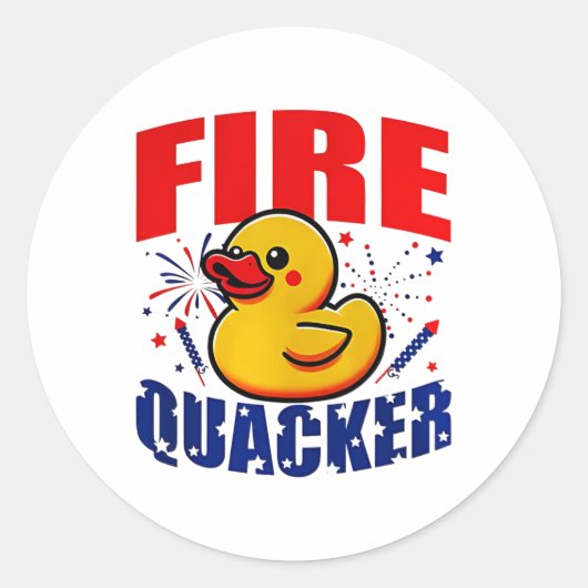 Duck Firequacker Patriotic Funny Independence 4. Runder Aufkleber (Vorderseite)