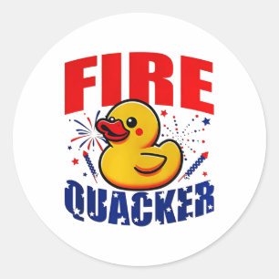 Duck Firequacker Patriotic Funny Independence 4. Runder Aufkleber