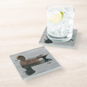 Duck Foto Male Wigeon Calm Water Reflection Glasuntersetzer (Schrägansicht)