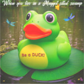 Duck Frog Swamp Custom-Cut Vinyl Sticker (Vorderseite)