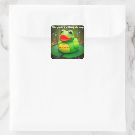 Duck Frog Swamp Quadratischer Aufkleber (Tasche)