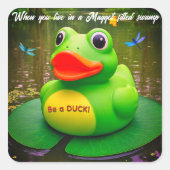 Duck Frog Swamp Quadratischer Aufkleber (Vorderseite)