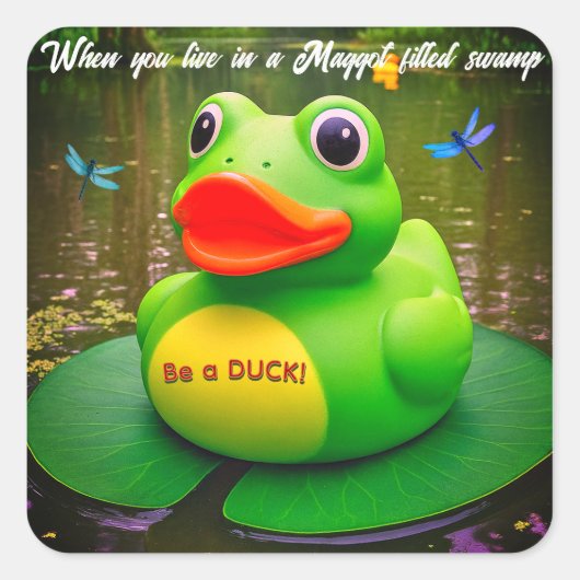 Duck Frog Swamp Quadratischer Aufkleber (Vorderseite)