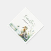 Duck Gender Neutral Sage Green Baby Shower Serviette (Ecke)