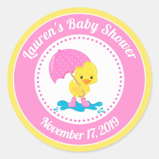 Duck Girl Baby Shooting Gastgeschenk Stickers (Vorderseite)