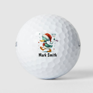 Duck golfer Christmas Themed Golfball