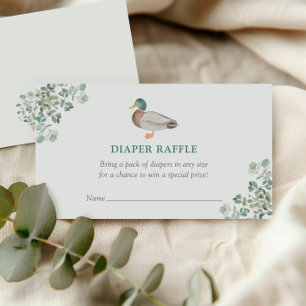 Duck Greenery Baby Shower Diaper Raffle Ticket Begleitkarte