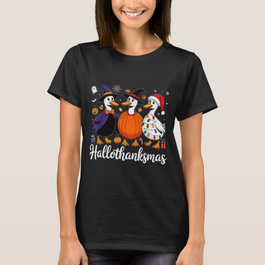 Duck Halloween Thanksgiving Christmas Happy Hallot T-Shirt (Vorderseite)