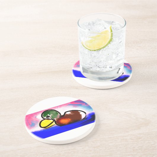 Duck Happy Vatertag Getränkeuntersetzer (Seite)