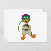 Duck Headphone Music Postkarte (Vorne/Hinten)