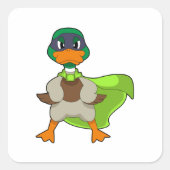 Duck Hero Cape Quadratischer Aufkleber (Vorderseite)