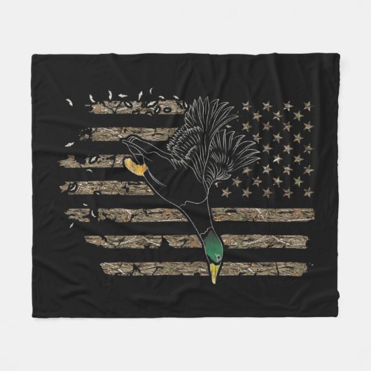 Duck Hunter American Flag Wasservögel Jagd Camouf Fleecedecke (Vorderseite (Horizontal))