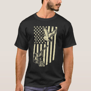 Duck Hunter American Flag Wasservögel Jagd T-Shirt