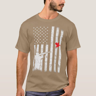 Duck Hunter Amerikanische Flagge USA Jagd Fischere T-Shirt
