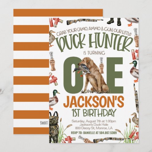 Duck Hunter First Birthday Einladung (Vorne/Hinten)