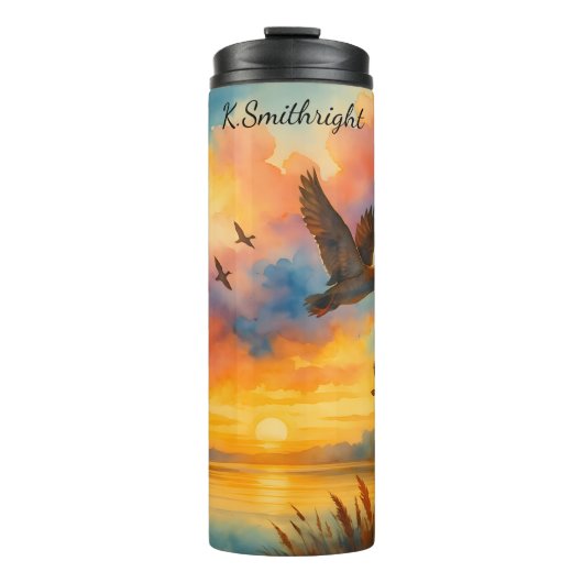 Duck Hunter Sunset Sky Flight Thermosbecher (Vorderseite)