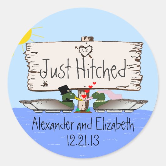 Duck Hunter Wedding Runder Aufkleber (Vorderseite)